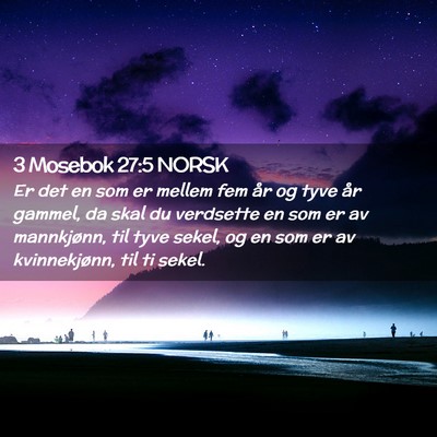 Picture 02 - 3 Mosebok 27:5 NORSK - Er det en som er mellem fem år og tyve år - Bible Verse Picture