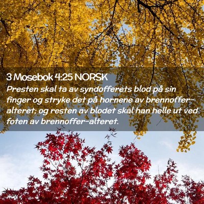Picture 02 - 3 Mosebok 4:25 NORSK - Presten skal ta av syndofferets blod på sin - Bible Verse Picture