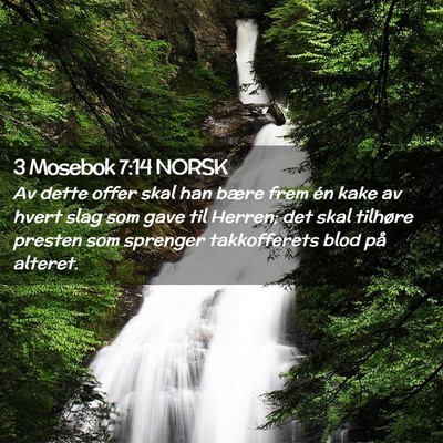 Picture 02 - 3 Mosebok 7:14 NORSK - Av dette offer skal han bære frem én kake av - Bible Verse Picture