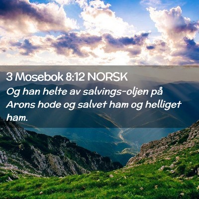 Picture 02 - 3 Mosebok 8:12 NORSK - Og han helte av salvings-oljen på Arons hode og - Bible Verse Picture