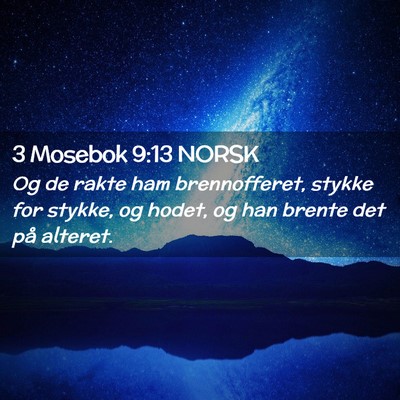 Picture 02 - 3 Mosebok 9:13 NORSK - Og de rakte ham brennofferet, stykke for stykke, - Bible Verse Picture