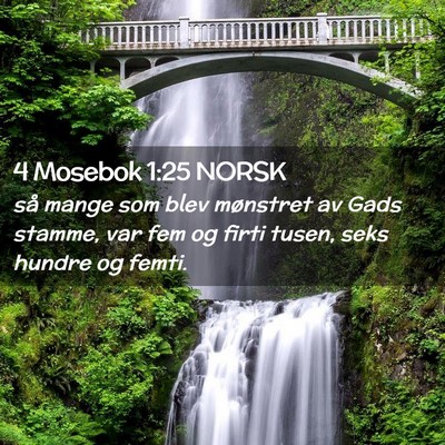 Picture 02 - 4 Mosebok 1:25 NORSK - så mange som blev mønstret av Gads stamme, var - Bible Verse Picture