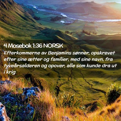 Picture 02 - 4 Mosebok 1:36 NORSK - Efterkommerne av Benjamins sønner, opskrevet - Bible Verse Picture