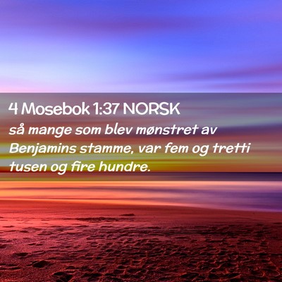 Picture 02 - 4 Mosebok 1:37 NORSK - så mange som blev mønstret av Benjamins stamme, - Bible Verse Picture