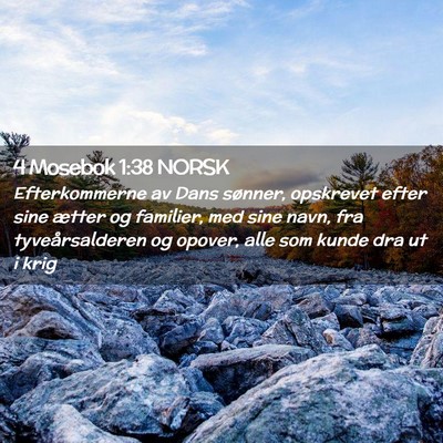 Picture 02 - 4 Mosebok 1:38 NORSK - Efterkommerne av Dans sønner, opskrevet efter - Bible Verse Picture