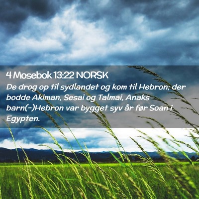 Picture 02 - 4 Mosebok 13:22 NORSK - De drog op til sydlandet og kom til Hebron; der - Bible Verse Picture