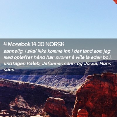 Picture 02 - 4 Mosebok 14:30 NORSK - sannelig, I skal ikke komme inn i det land som - Bible Verse Picture