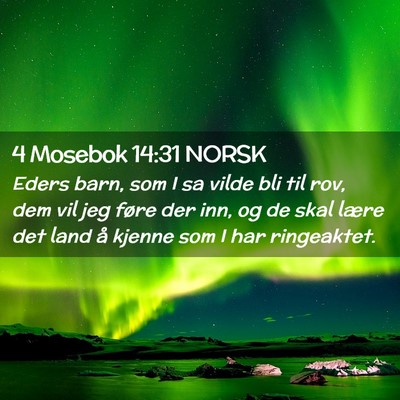 Picture 02 - 4 Mosebok 14:31 NORSK - Eders barn, som I sa vilde bli til rov, dem vil - Bible Verse Picture