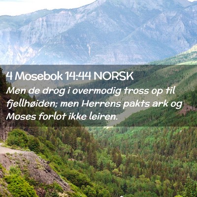 Picture 02 - 4 Mosebok 14:44 NORSK - Men de drog i overmodig tross op til - Bible Verse Picture
