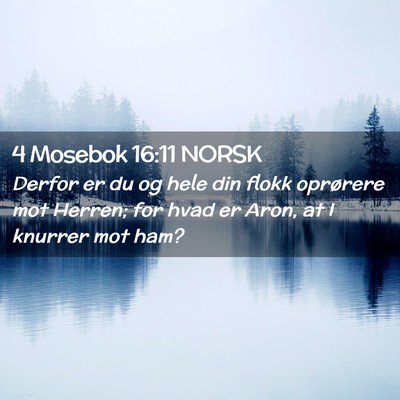 Picture 02 - 4 Mosebok 16:11 NORSK - Derfor er du og hele din flokk oprørere mot - Bible Verse Picture