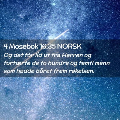 Picture 02 - 4 Mosebok 16:35 NORSK - Og det fòr ild ut fra Herren og fortærte de to - Bible Verse Picture
