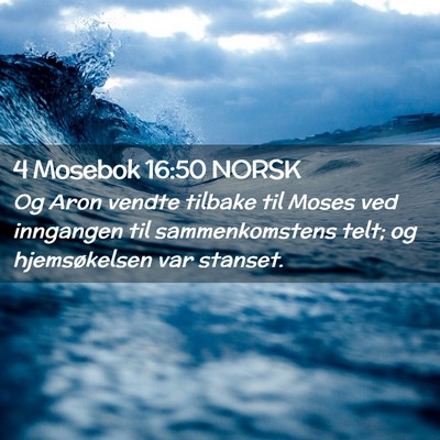 Picture 02 - 4 Mosebok 16:50 NORSK - Og Aron vendte tilbake til Moses ved inngangen - Bible Verse Picture