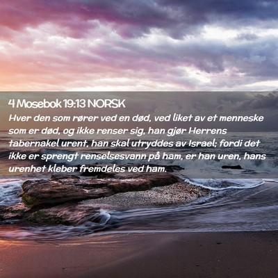 Picture 02 - 4 Mosebok 19:13 NORSK - Hver den som rører ved en død, ved liket av et - Bible Verse Picture