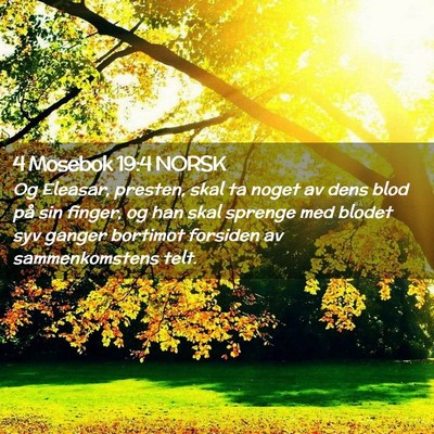 Picture 02 - 4 Mosebok 19:4 NORSK - Og Eleasar, presten, skal ta noget av dens blod - Bible Verse Picture