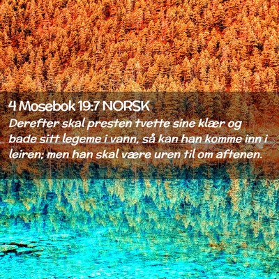 Picture 02 - 4 Mosebok 19:7 NORSK - Derefter skal presten tvette sine klær og bade - Bible Verse Picture