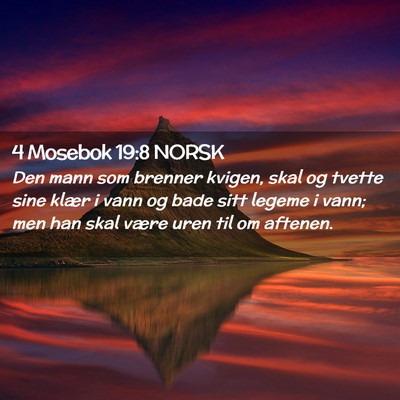 Picture 02 - 4 Mosebok 19:8 NORSK - Den mann som brenner kvigen, skal og tvette sine - Bible Verse Picture
