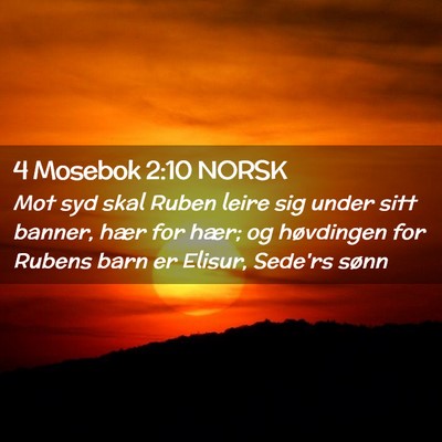 Picture 02 - 4 Mosebok 2:10 NORSK - Mot syd skal Ruben leire sig under sitt banner, - Bible Verse Picture