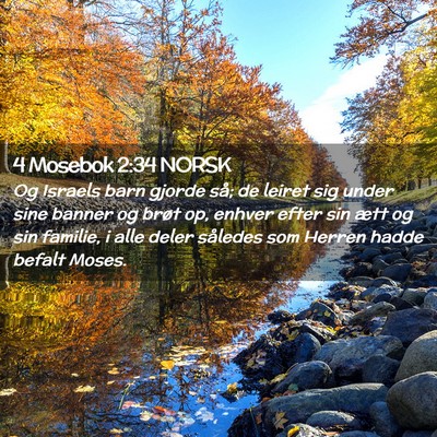 Picture 02 - 4 Mosebok 2:34 NORSK - Og Israels barn gjorde så; de leiret sig under - Bible Verse Picture