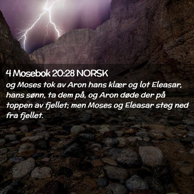 Picture 02 - 4 Mosebok 20:28 NORSK - og Moses tok av Aron hans klær og lot Eleasar, - Bible Verse Picture