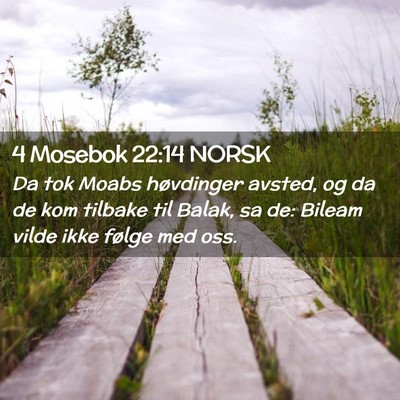 Picture 02 - 4 Mosebok 22:14 NORSK - Da tok Moabs høvdinger avsted, og da de kom - Bible Verse Picture