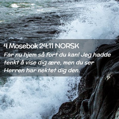 Picture 02 - 4 Mosebok 24:11 NORSK - Far nu hjem så fort du kan! Jeg hadde tenkt å - Bible Verse Picture