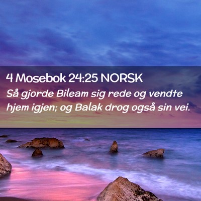 Picture 02 - 4 Mosebok 24:25 NORSK - Så gjorde Bileam sig rede og vendte hjem igjen; - Bible Verse Picture