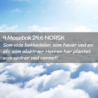 Picture 02 - 4 Mosebok 24:6 NORSK - Som vide bekkedaler, som haver ved en elv, som - Bible Verse Picture