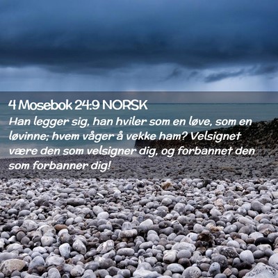 Picture 02 - 4 Mosebok 24:9 NORSK - Han legger sig, han hviler som en løve, som en - Bible Verse Picture