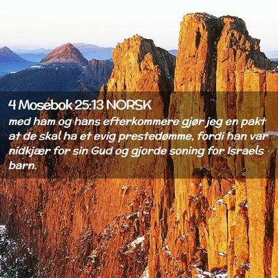 Picture 02 - 4 Mosebok 25:13 NORSK - med ham og hans efterkommere gjør jeg en pakt at - Bible Verse Picture