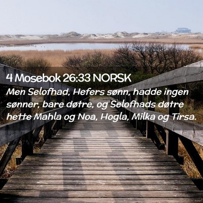 Picture 02 - 4 Mosebok 26:33 NORSK - Men Selofhad, Hefers sønn, hadde ingen sønner, - Bible Verse Picture