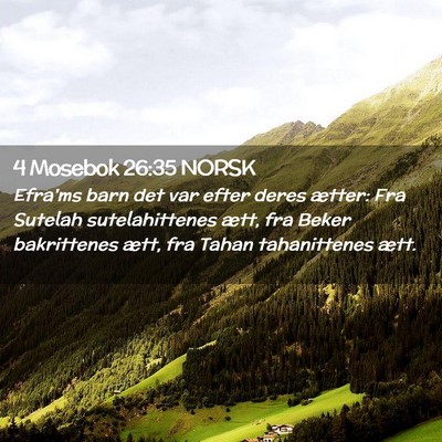 Picture 02 - 4 Mosebok 26:35 NORSK - Efra'ms barn det var efter deres ætter: Fra - Bible Verse Picture