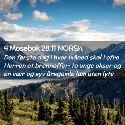 Picture 02 - 4 Mosebok 28:11 NORSK - Den første dag i hver måned skal I ofre Herren - Bible Verse Picture