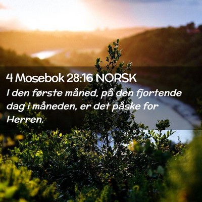 Picture 02 - 4 Mosebok 28:16 NORSK - I den første måned, på den fjortende dag i - Bible Verse Picture