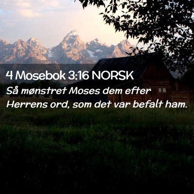 Picture 02 - 4 Mosebok 3:16 NORSK - Så mønstret Moses dem efter Herrens ord, som - Bible Verse Picture