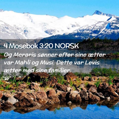 Picture 02 - 4 Mosebok 3:20 NORSK - Og Meraris sønner efter sine ætter var Mahli og - Bible Verse Picture