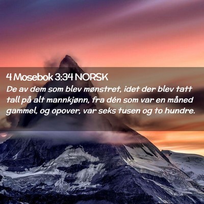 Picture 02 - 4 Mosebok 3:34 NORSK - De av dem som blev mønstret, idet der blev tatt - Bible Verse Picture