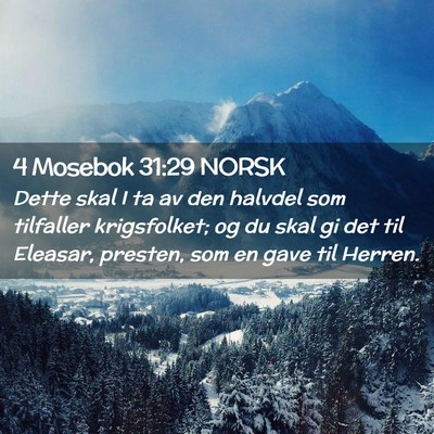 Picture 02 - 4 Mosebok 31:29 NORSK - Dette skal I ta av den halvdel som tilfaller - Bible Verse Picture