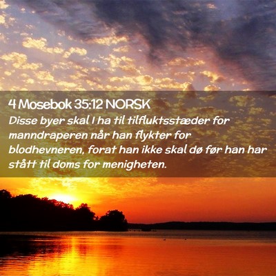 Picture 02 - 4 Mosebok 35:12 NORSK - Disse byer skal I ha til tilfluktsstæder for - Bible Verse Picture