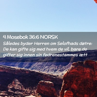 Picture 02 - 4 Mosebok 36:6 NORSK - Således byder Herren om Selofhads døtre: De kan - Bible Verse Picture