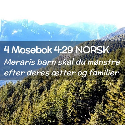Picture 02 - 4 Mosebok 4:29 NORSK - Meraris barn skal du mønstre efter deres ætter - Bible Verse Picture