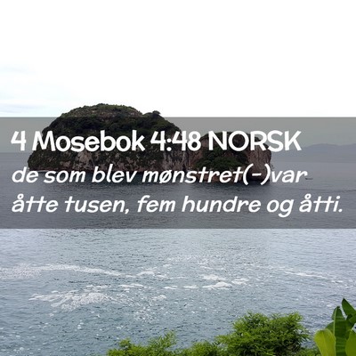 Picture 02 - 4 Mosebok 4:48 NORSK - de som blev mønstret(-)var åtte tusen, fem - Bible Verse Picture