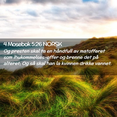 Picture 02 - 4 Mosebok 5:26 NORSK - Og presten skal ta en håndfull av matofferet som - Bible Verse Picture