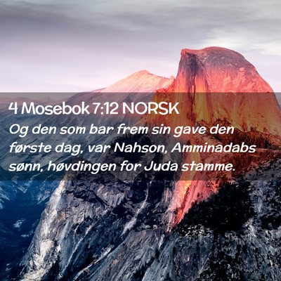 Picture 02 - 4 Mosebok 7:12 NORSK - Og den som bar frem sin gave den første dag, var - Bible Verse Picture