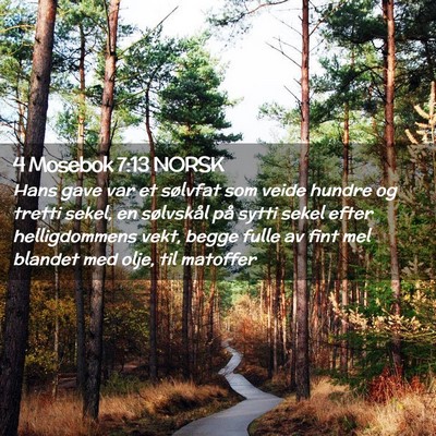 Picture 02 - 4 Mosebok 7:13 NORSK - Hans gave var et sølvfat som veide hundre og - Bible Verse Picture