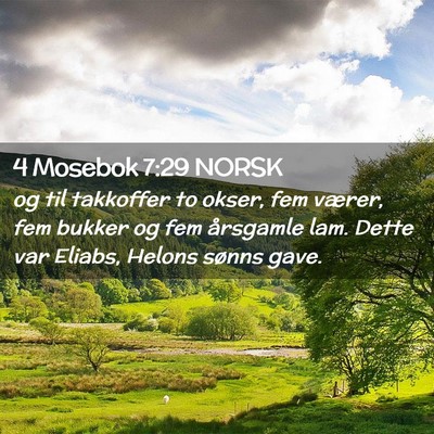 Picture 02 - 4 Mosebok 7:29 NORSK - og til takkoffer to okser, fem værer, fem bukker - Bible Verse Picture