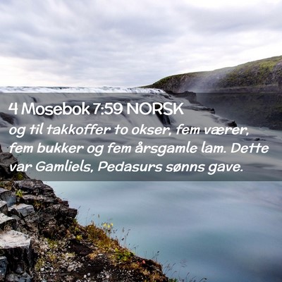 Picture 02 - 4 Mosebok 7:59 NORSK - og til takkoffer to okser, fem værer, fem bukker - Bible Verse Picture