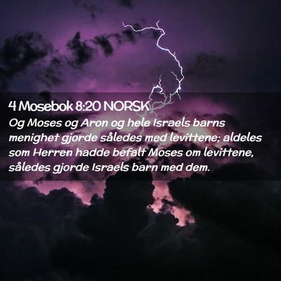 Picture 02 - 4 Mosebok 8:20 NORSK - Og Moses og Aron og hele Israels barns menighet - Bible Verse Picture