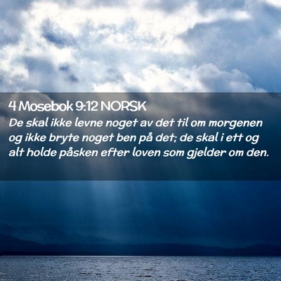 Picture 02 - 4 Mosebok 9:12 NORSK - De skal ikke levne noget av det til om morgenen - Bible Verse Picture