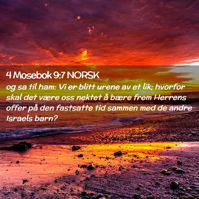 Picture 02 - 4 Mosebok 9:7 NORSK - og sa til ham: Vi er blitt urene av et lik; - Bible Verse Picture