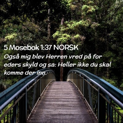 Picture 02 - 5 Mosebok 1:37 NORSK - Også mig blev Herren vred på for eders skyld og - Bible Verse Picture